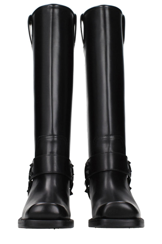 Valentino Garavani Schwarze Lederstiefel by Valentino Garavani