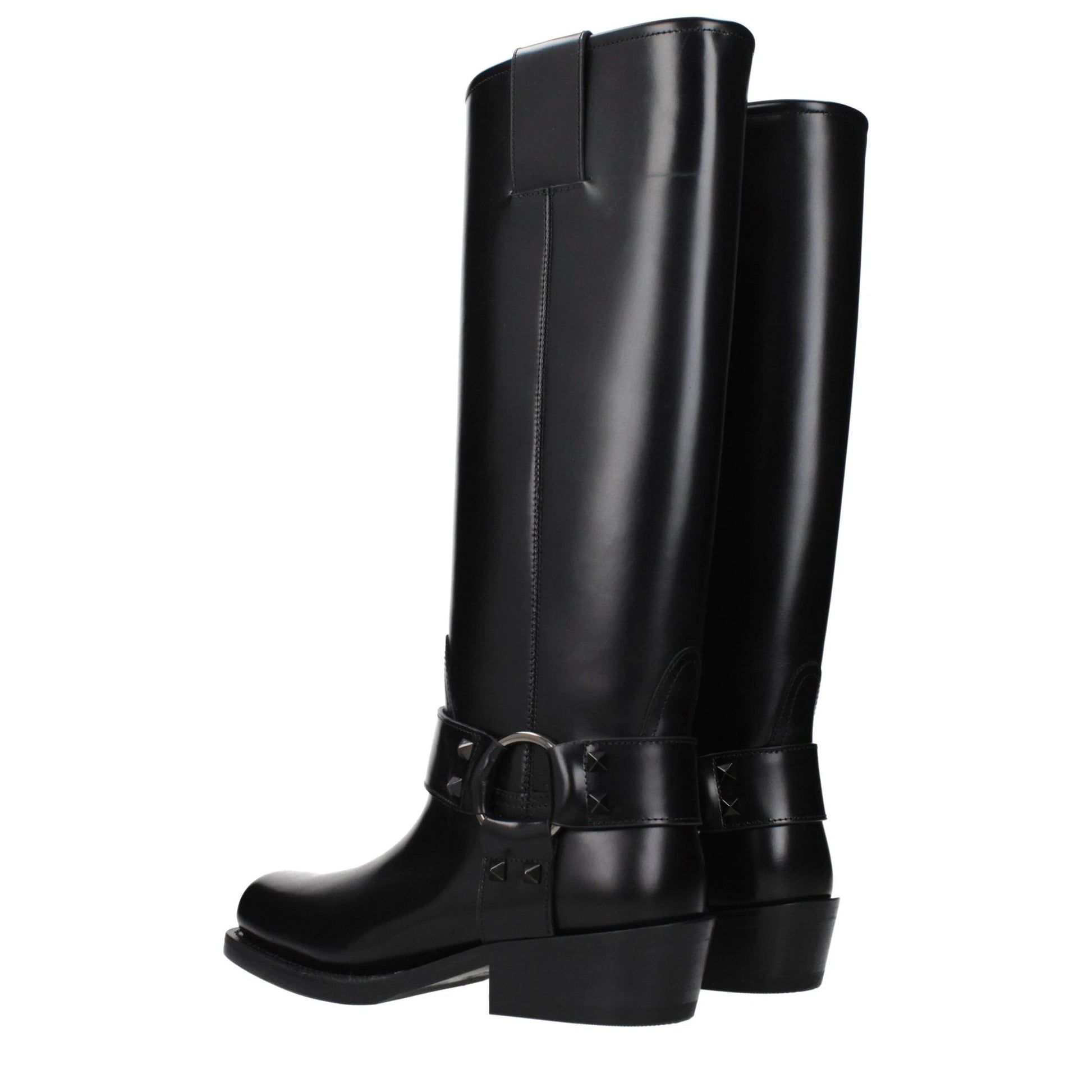 Valentino Garavani Schwarze Lederstiefel by Valentino Garavani