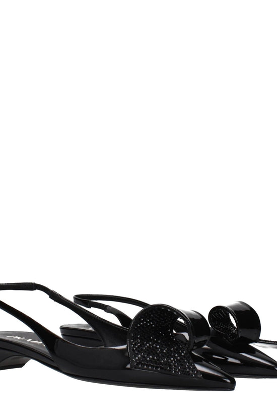 Prada Schwarze flache Sandalen aus Leder by Prada
