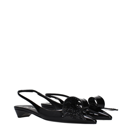 Prada Schwarze flache Sandalen aus Leder by Prada