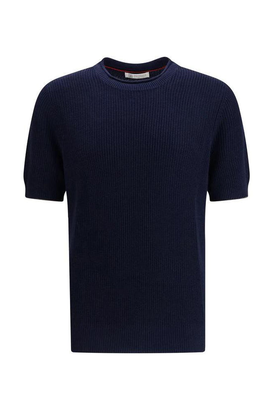 Brunello Cucinelli Cucinelli Blaues Leinen-T-Shirt by Brunello Cucinelli Cucinelli