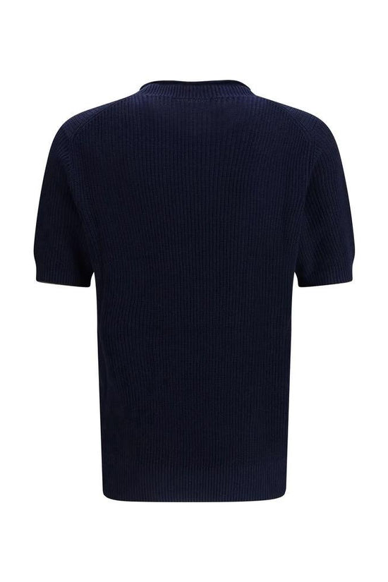 Brunello Cucinelli Blaues Leinen-T-Shirt by Brunello Cucinelli