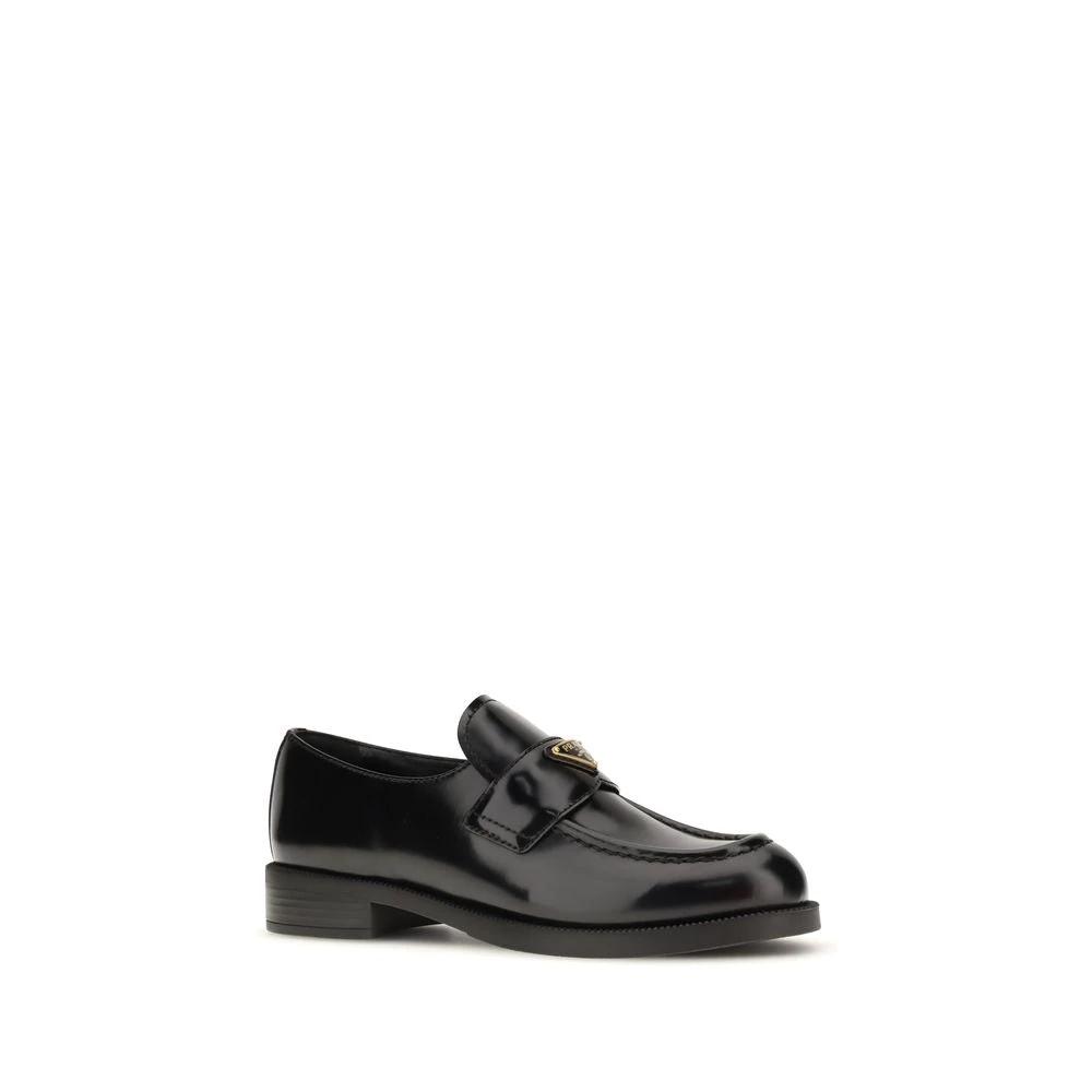 Prada Schwarze Bos Taurus Kalbsleder Loafer zum Hineinschlüpfen by Prada