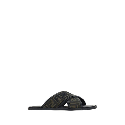 Fendi Schwarze Bos Taurus Kalbsleder-Sandalen by Fendi