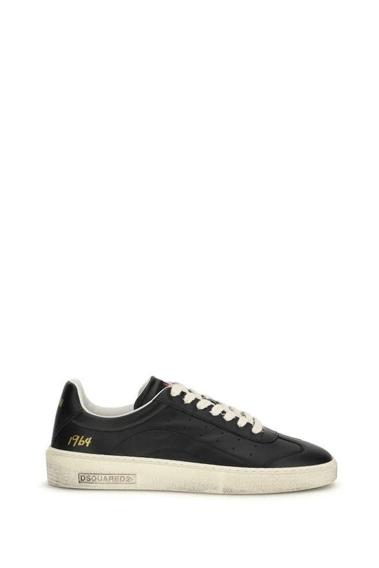 Dsquared² Schwarze Bos Taurus Kalbsleder Low-Top-Sneaker by Dsquared²