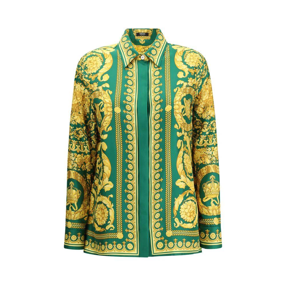 Versace Zweifarbige Seidenhemd mit Muster by Versace
