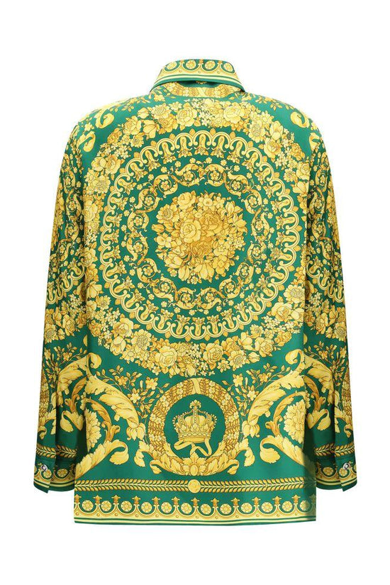 Versace Zweifarbige Seidenhemd mit Muster by Versace