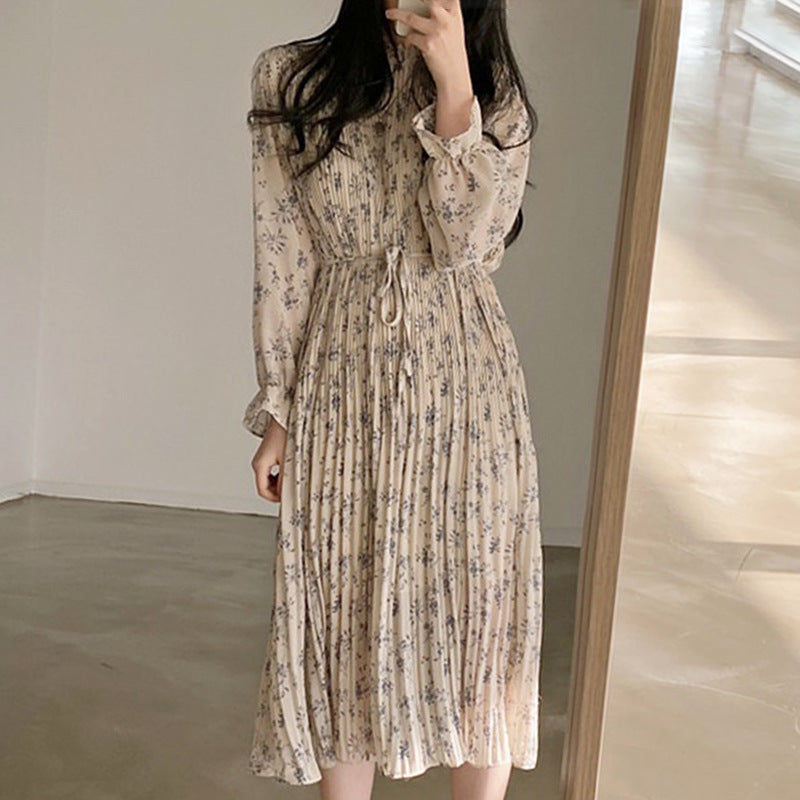 Kleid Standkragen Damen – Florales Muster & elegante Silhouette