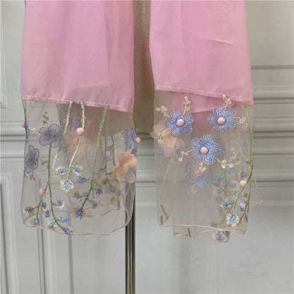 Hijab Atmungsaktives Polyester Kopftuch Für Muslimas Street Style mit floralem Design in Pink und Blau für Damenmode