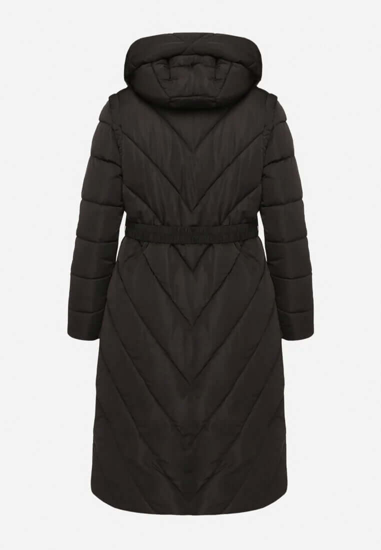 Daunenjacke Warm Isolierte Winterjacke Für Damen Outdoor Geeignet, moderne schwarze Damenmode, stylische Streetwear.