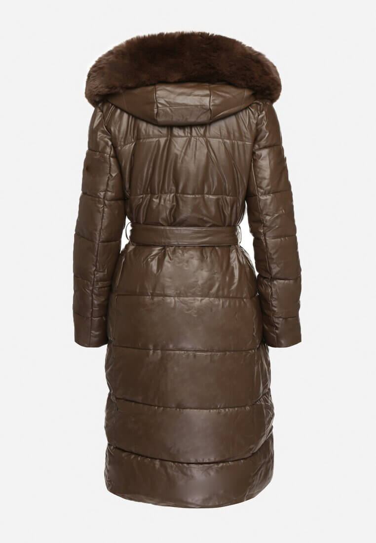 Daunenmantel Hochwertiger Warmer Mantel Mit Kapuze Winddicht Leicht Gefüttert Für Den Winter in Braun, ideal für Damen-Stil.